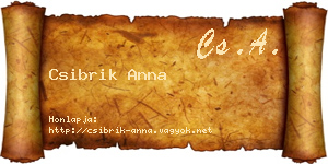 Csibrik Anna névjegykártya